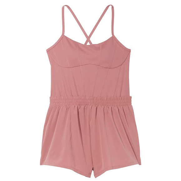 Victoria’s Secret Pink Runsie One Piece Workout Athletic Romper Pink NWT Large - Picture 1 of 2